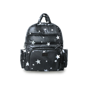 7AM Classic Backpack Black Print Stars Black
