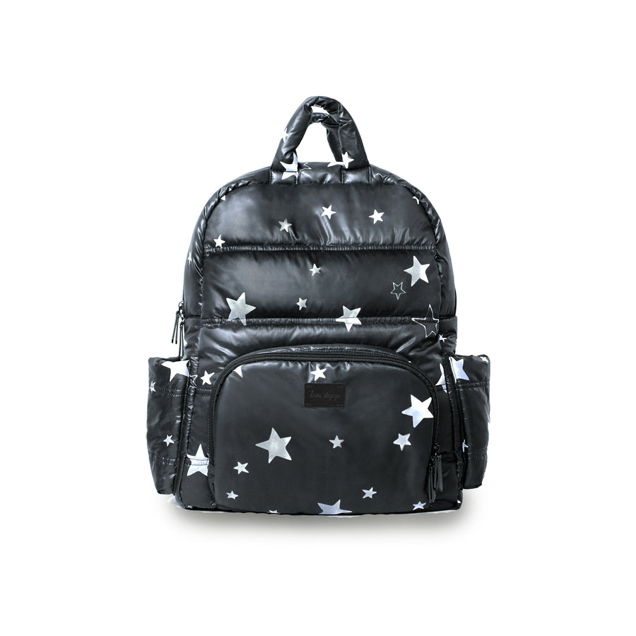 7AM Classic Backpack Black Print Stars Black